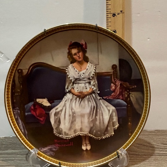 Collector Plate, "Waiting at the Dance" by Norman Rockwell  Edwin M. Knowles - Picture 7 of 7